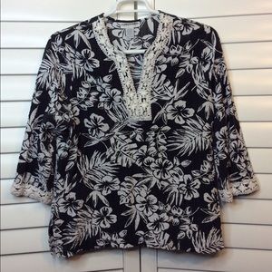 🚫Sold🚫Cathy Daniels Floral Tunic Top Crinkle